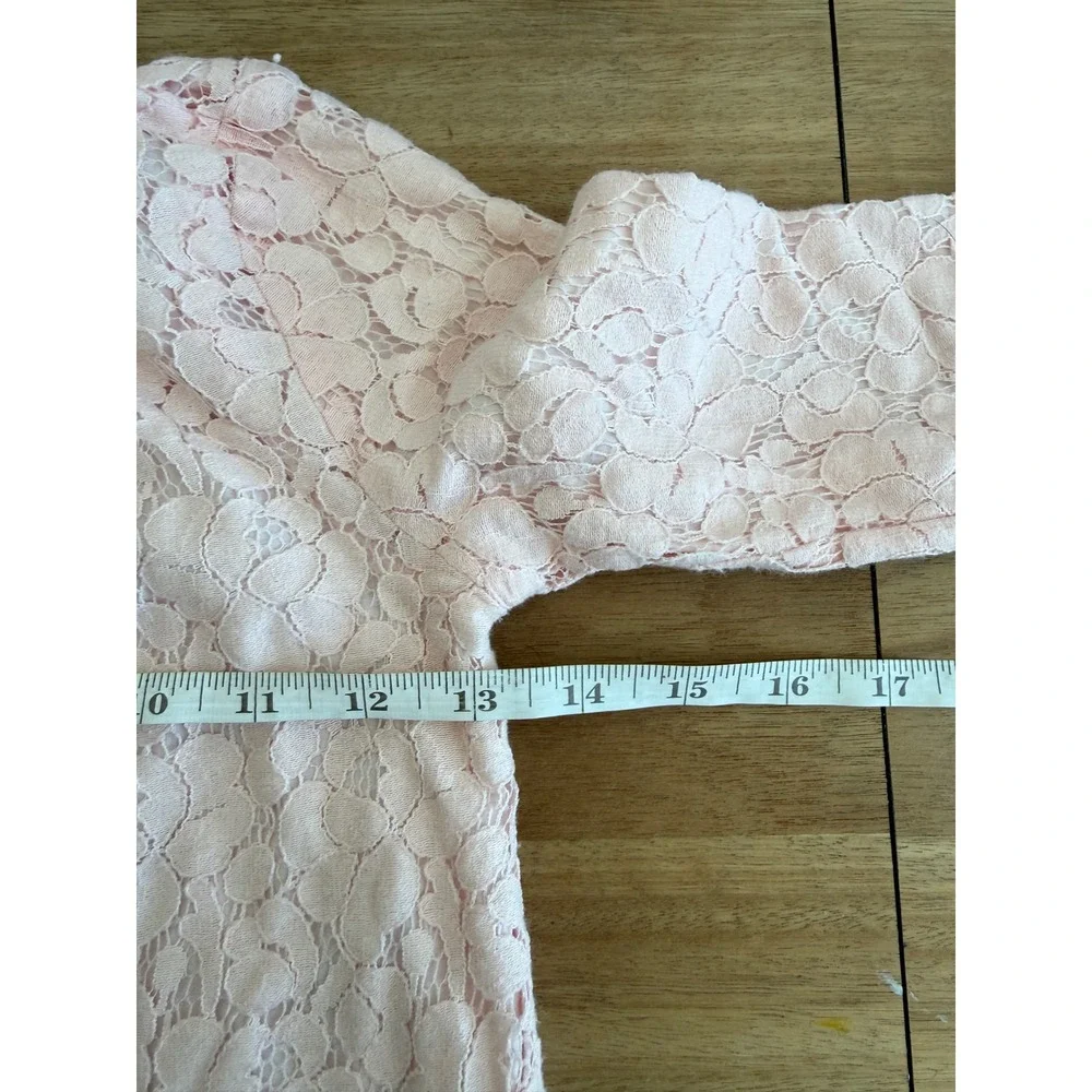 Janie and Jack Girls Pink Floral Lace Ruffle Neck Dress Navy Bow Size 6